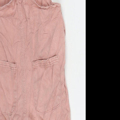 George Girls Pink Lyocell Dungaree Shorts Shorts Size 2-3 Years L3 in Regular Snap