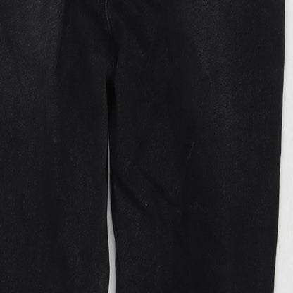 PRETTYLITTLETHING Womens Black Cotton Mom Jeans Size 14 L30 in Regular Zip
