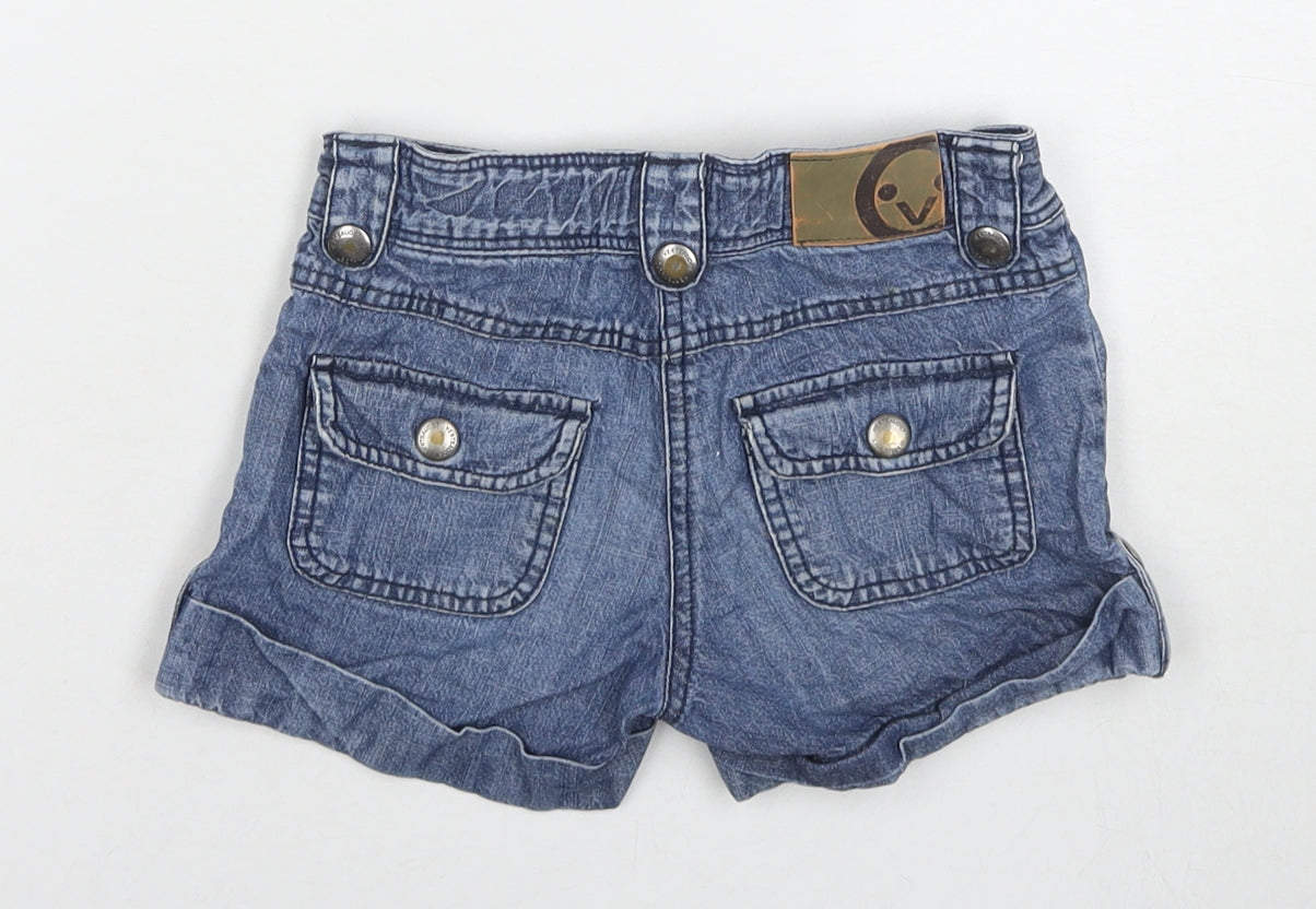 Vertbaudet Girls Blue Cotton Mom Shorts Size 7 Years L3 in Regular Zip