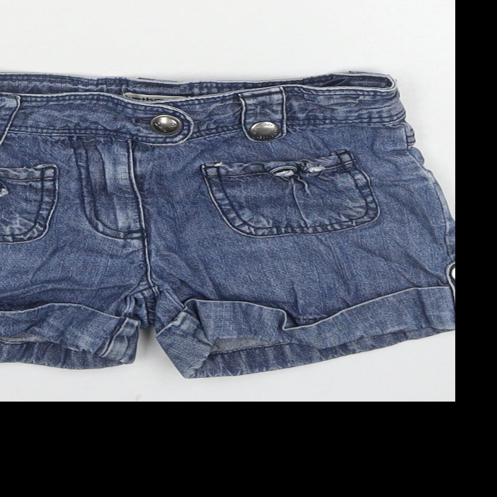 Vertbaudet Girls Blue Cotton Mom Shorts Size 7 Years L3 in Regular Zip