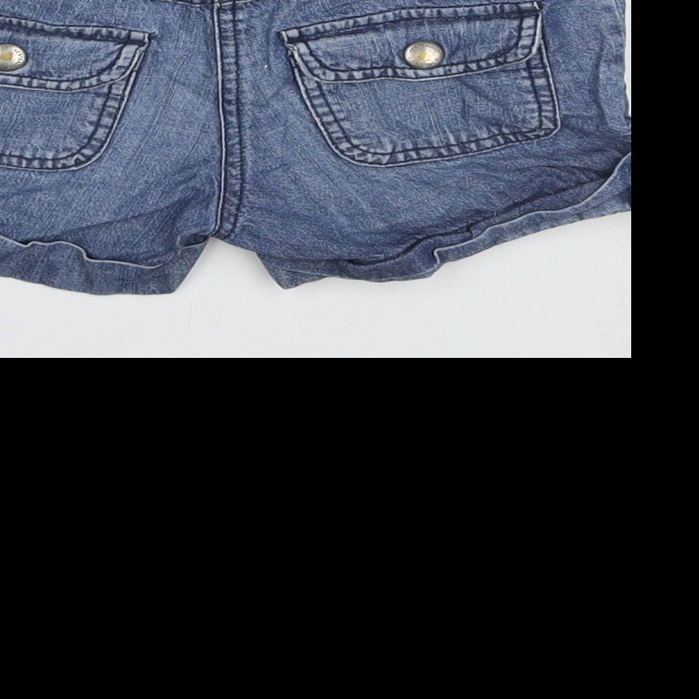 Vertbaudet Girls Blue Cotton Mom Shorts Size 7 Years L3 in Regular Zip