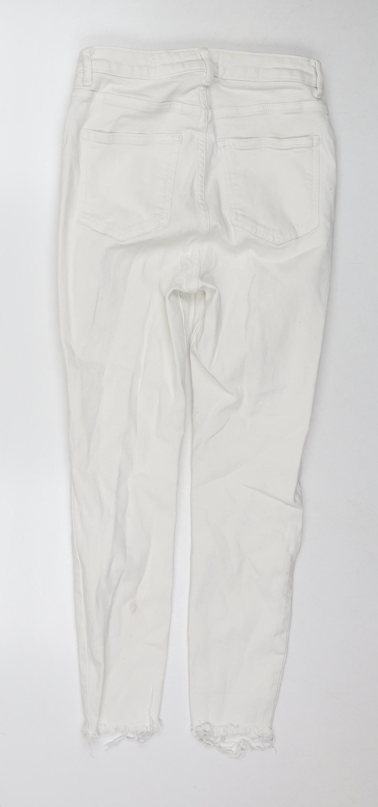 New Look Womens White Cotton Skinny Jeans Size 12 L24 in Regular Zip