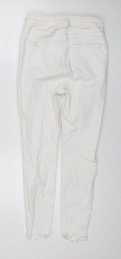 New Look Womens White Cotton Skinny Jeans Size 12 L24 in Regular Zip