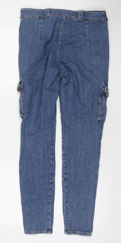 Fashion Nova Womens Blue Cotton Straight Jeans Size 29 in L28 in Regular Zip - Cargo Style