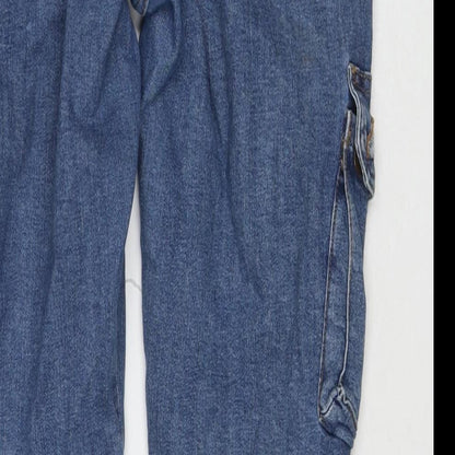 Fashion Nova Womens Blue Cotton Straight Jeans Size 29 in L28 in Regular Zip - Cargo Style