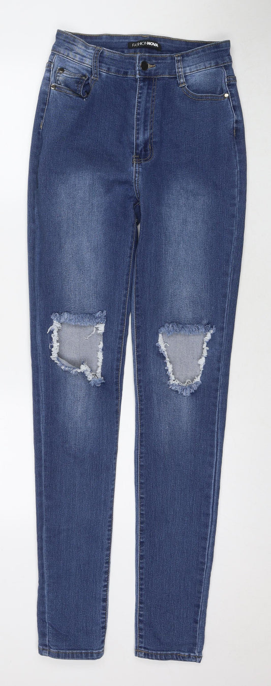 Fashion Nova Womens Blue Cotton Skinny Jeans Size 29 in L34 in Regular Zip