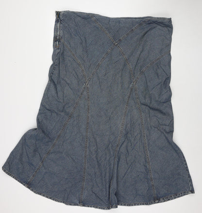 Cherokee Womens Blue Cotton Trumpet Skirt Size 46 in Zip