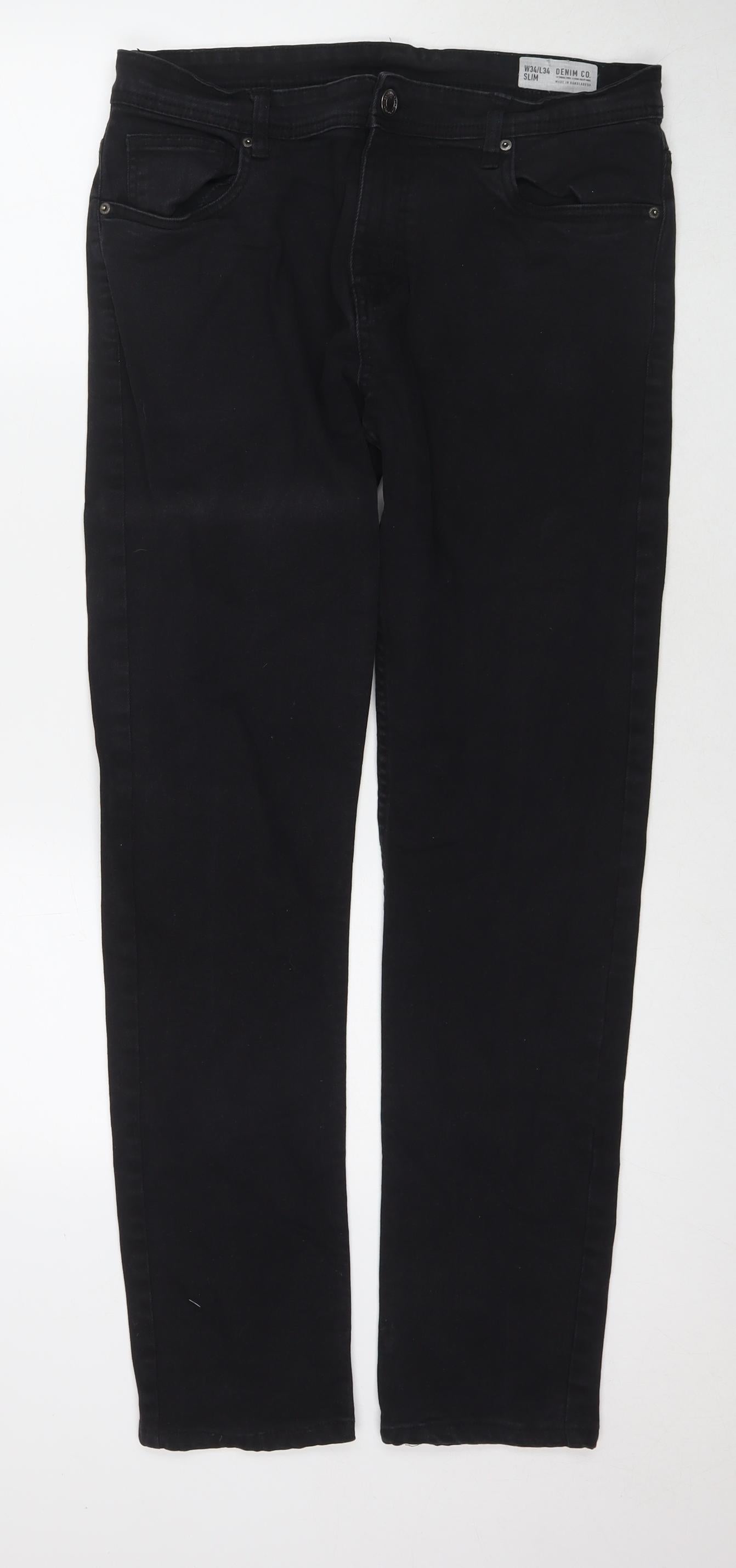 Denim & Co. Mens Black Cotton Skinny Jeans Size 34 in L34 in Regular Zip