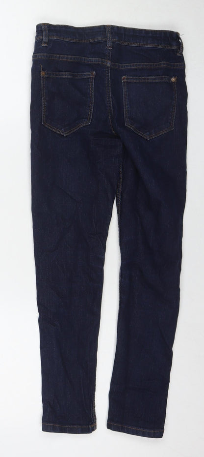 NEXT Boys Blue Cotton Skinny Jeans Size 9 Months L24 in Regular Zip