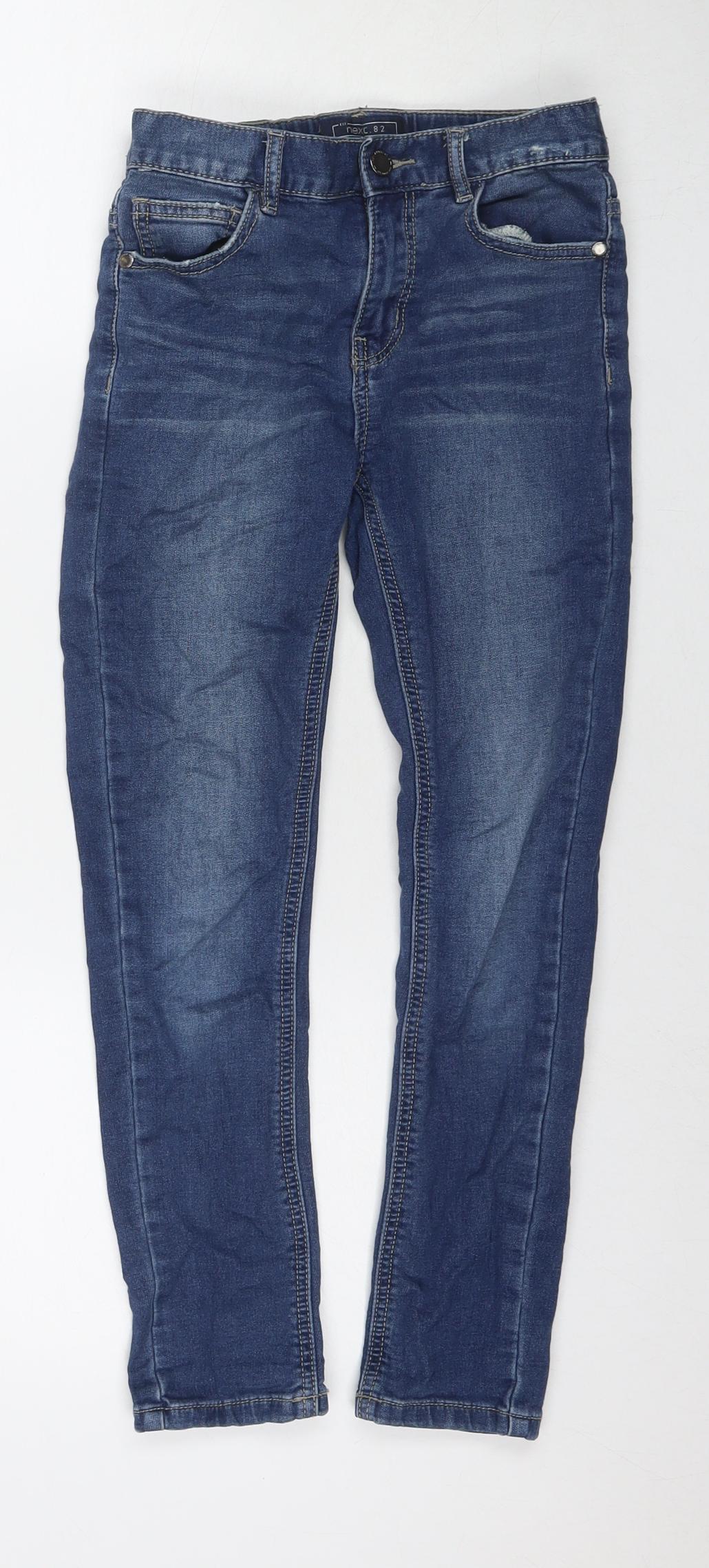NEXT Boys Blue Cotton Skinny Jeans Size 9 Months L22 in Regular Zip