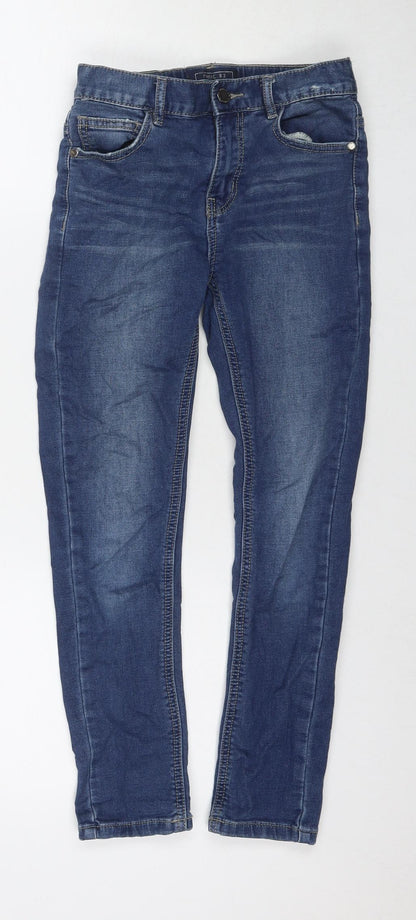NEXT Boys Blue Cotton Skinny Jeans Size 9 Months L22 in Regular Zip
