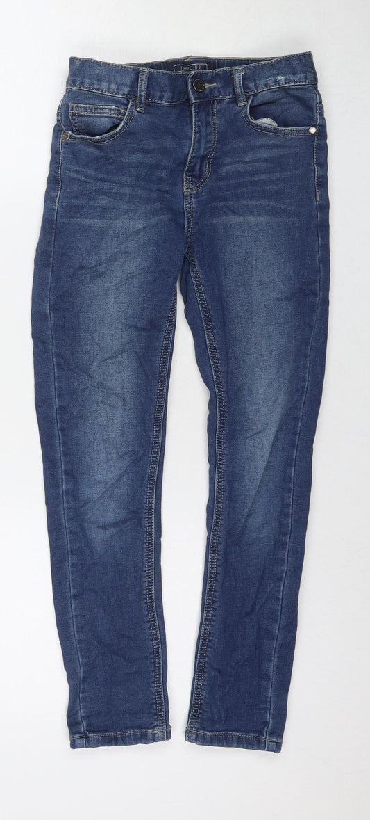 NEXT Boys Blue Cotton Skinny Jeans Size 9 Months L22 in Regular Zip