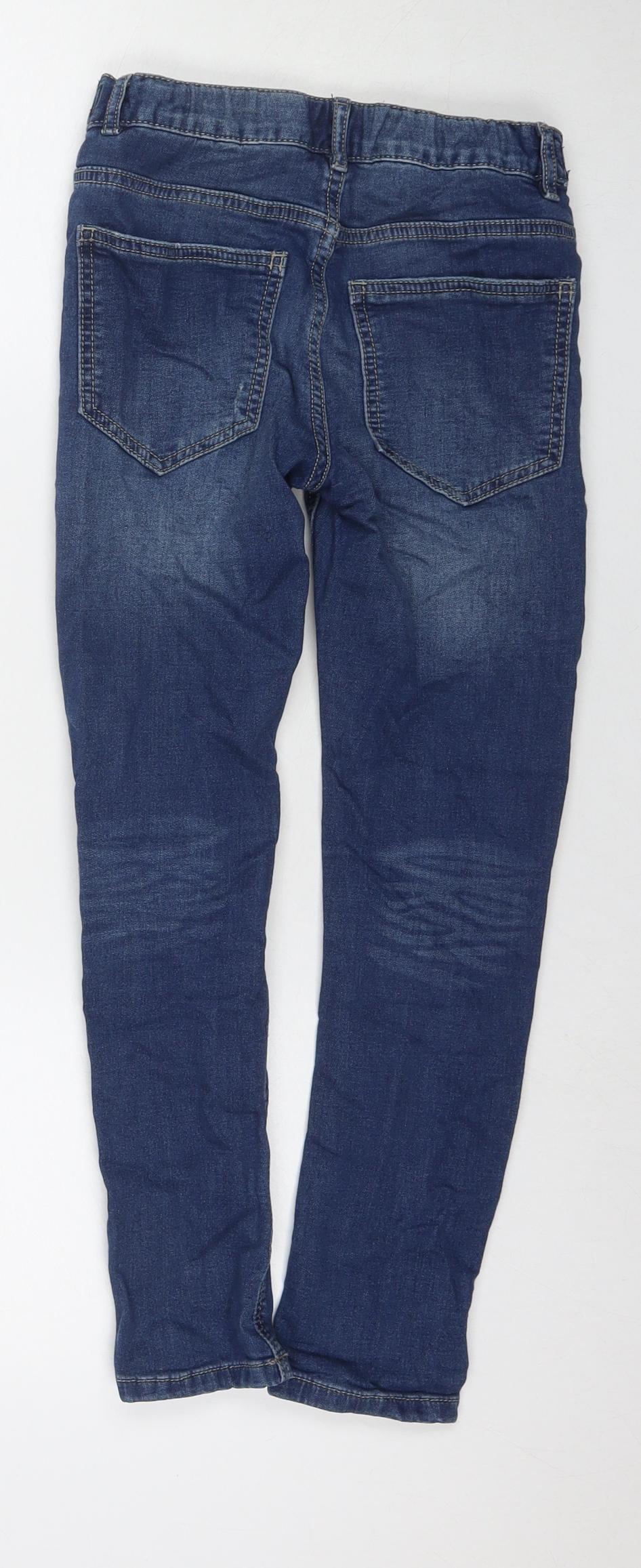 NEXT Boys Blue Cotton Skinny Jeans Size 9 Months L22 in Regular Zip
