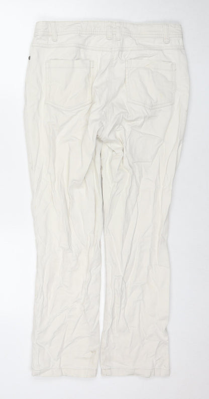 Debenhams Womens Ivory Cotton Straight Jeans Size 12 L27 in Slim Zip