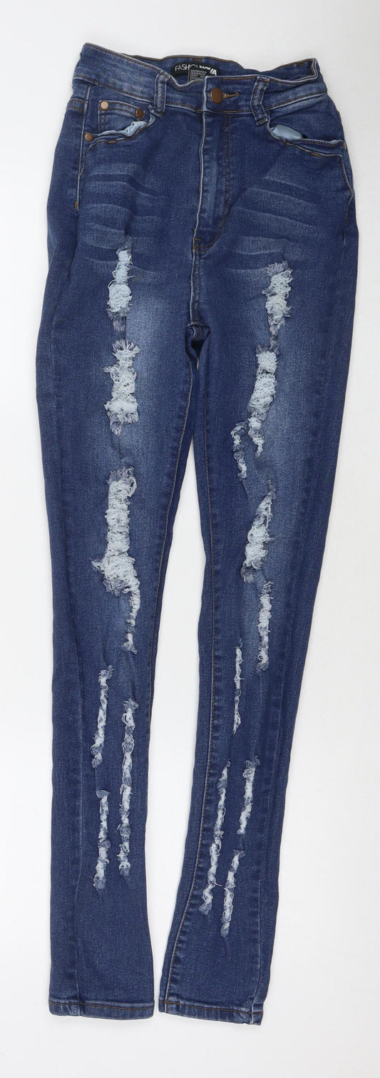 Fashion Nova Womens Blue Cotton Skinny Jeans Size 24 in L30 in Regular Zip