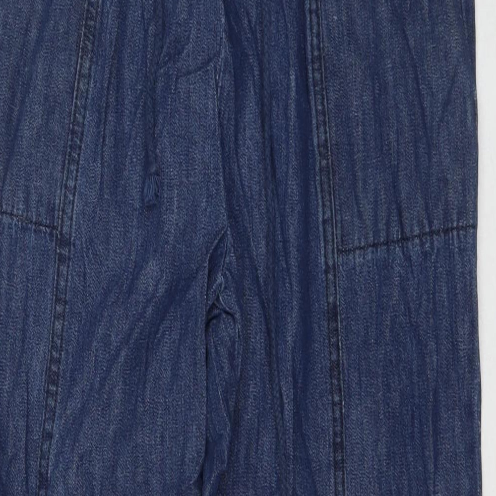 Amber Womens Blue Cotton Straight Jeans Size 14 L29 in Regular Drawstring