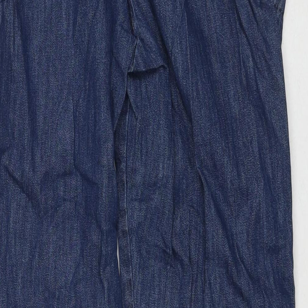 Amber Womens Blue Cotton Straight Jeans Size 14 L29 in Regular Drawstring