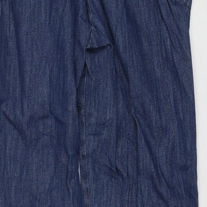 Amber Womens Blue Cotton Straight Jeans Size 14 L29 in Regular Drawstring