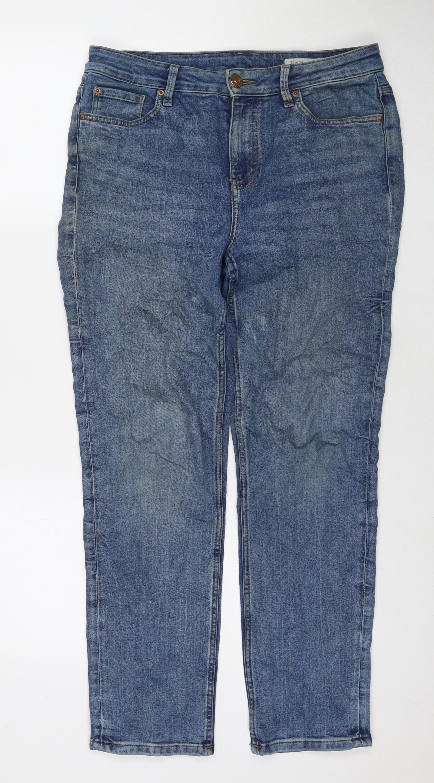 Womens UK Size 12 Marks and Spencer Regular Fit Straight Blue Jeans