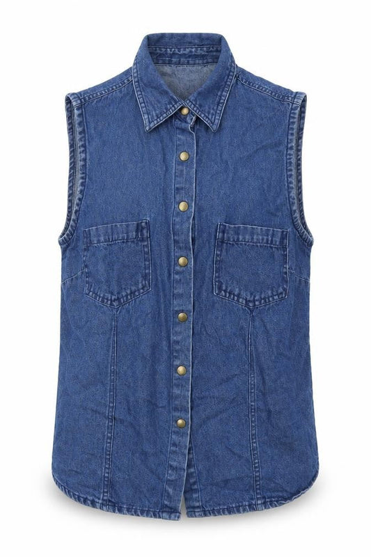 Joie de Vivre Womens Blue Cotton Basic Button-Up Size 10 Collared