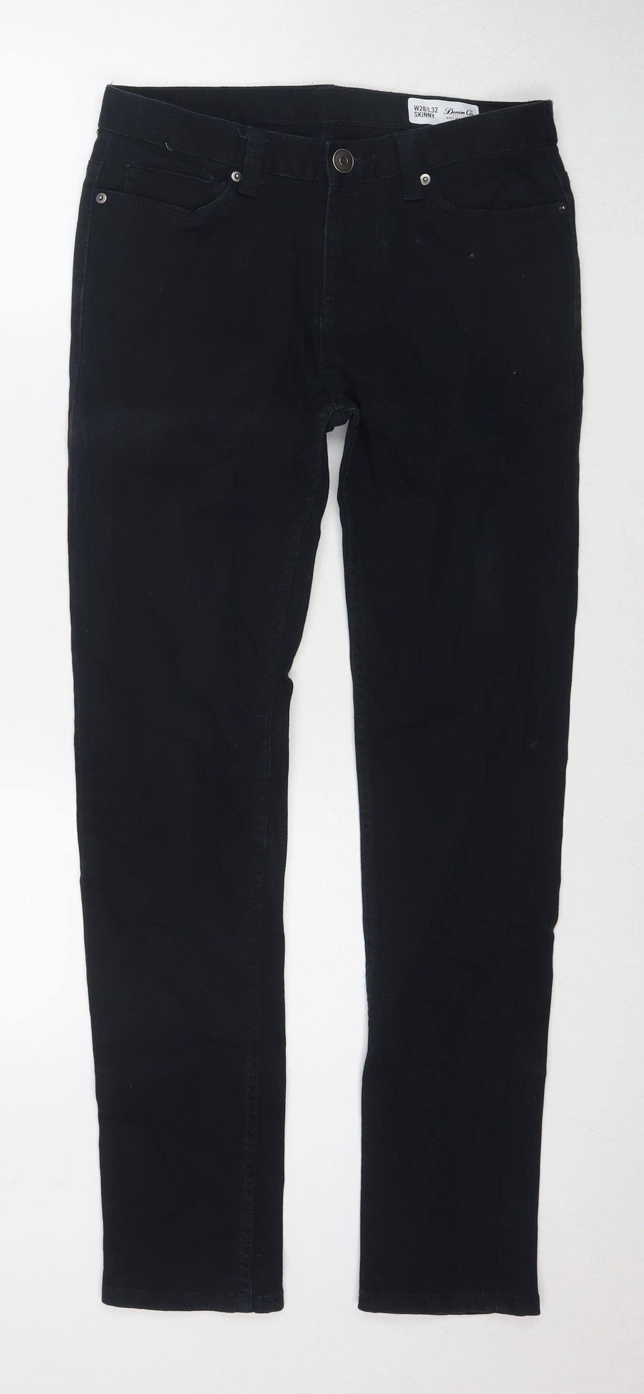 Denim & Co. Mens Black Cotton Straight Jeans Size 28 in L32 in Regular Zip