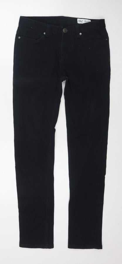 Denim & Co. Mens Black Cotton Straight Jeans Size 28 in L32 in Regular Zip
