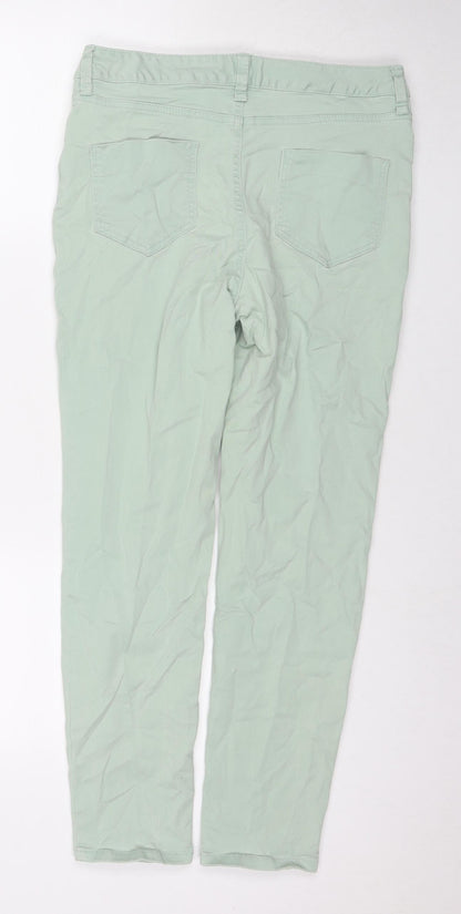 F&F Womens Green Cotton Straight Jeans Size 10 L26 in Regular Zip