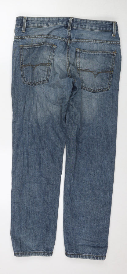 Burton Mens Blue Cotton Tapered Jeans Size 34 in L30 in Regular Zip