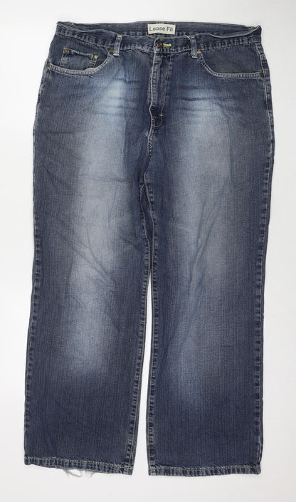 Cherokee Mens Blue Cotton Straight Jeans Size 38 in L29 in Regular Zip