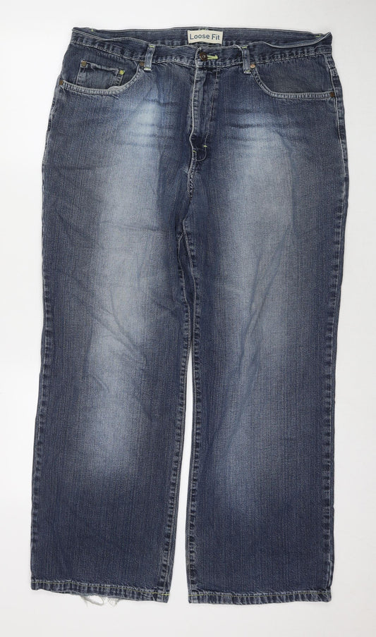 Cherokee Mens Blue Cotton Straight Jeans Size 38 in L29 in Regular Zip