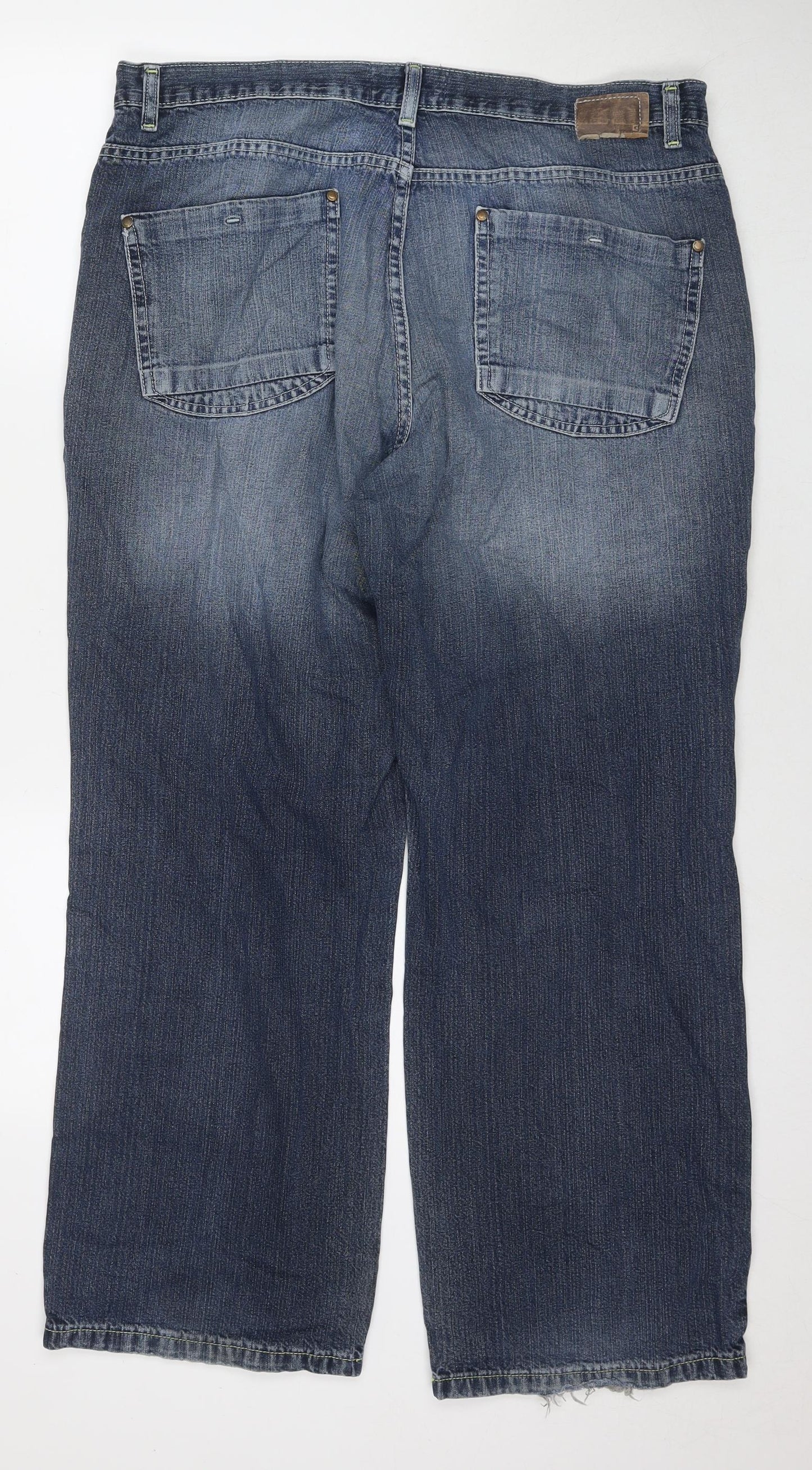 Cherokee Mens Blue Cotton Straight Jeans Size 38 in L29 in Regular Zip