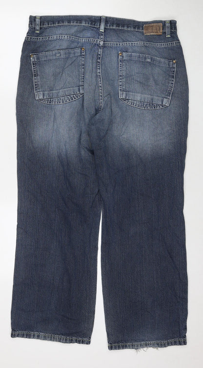 Cherokee Mens Blue Cotton Straight Jeans Size 38 in L29 in Regular Zip
