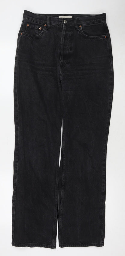 Topshop Womens Black Cotton Mom Jeans Size 32 in L32 in Regular Zip