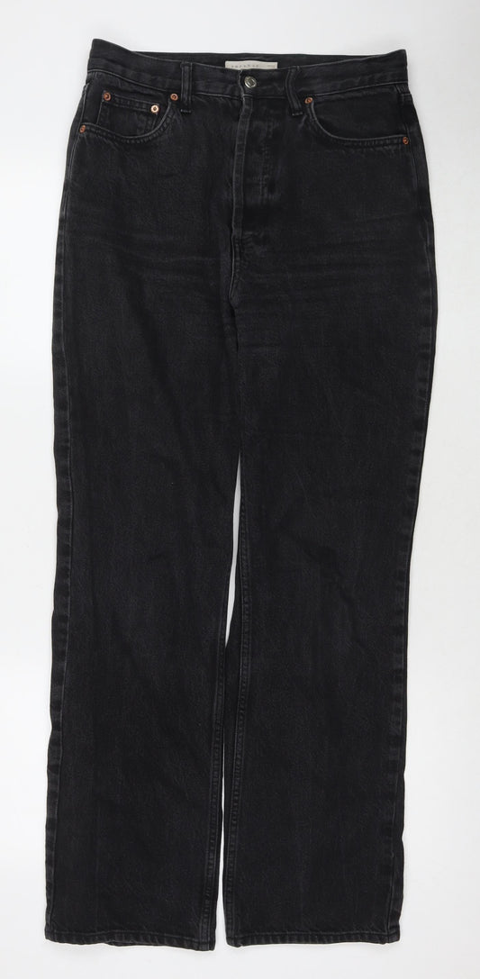 Topshop Womens Black Cotton Mom Jeans Size 32 in L32 in Regular Zip