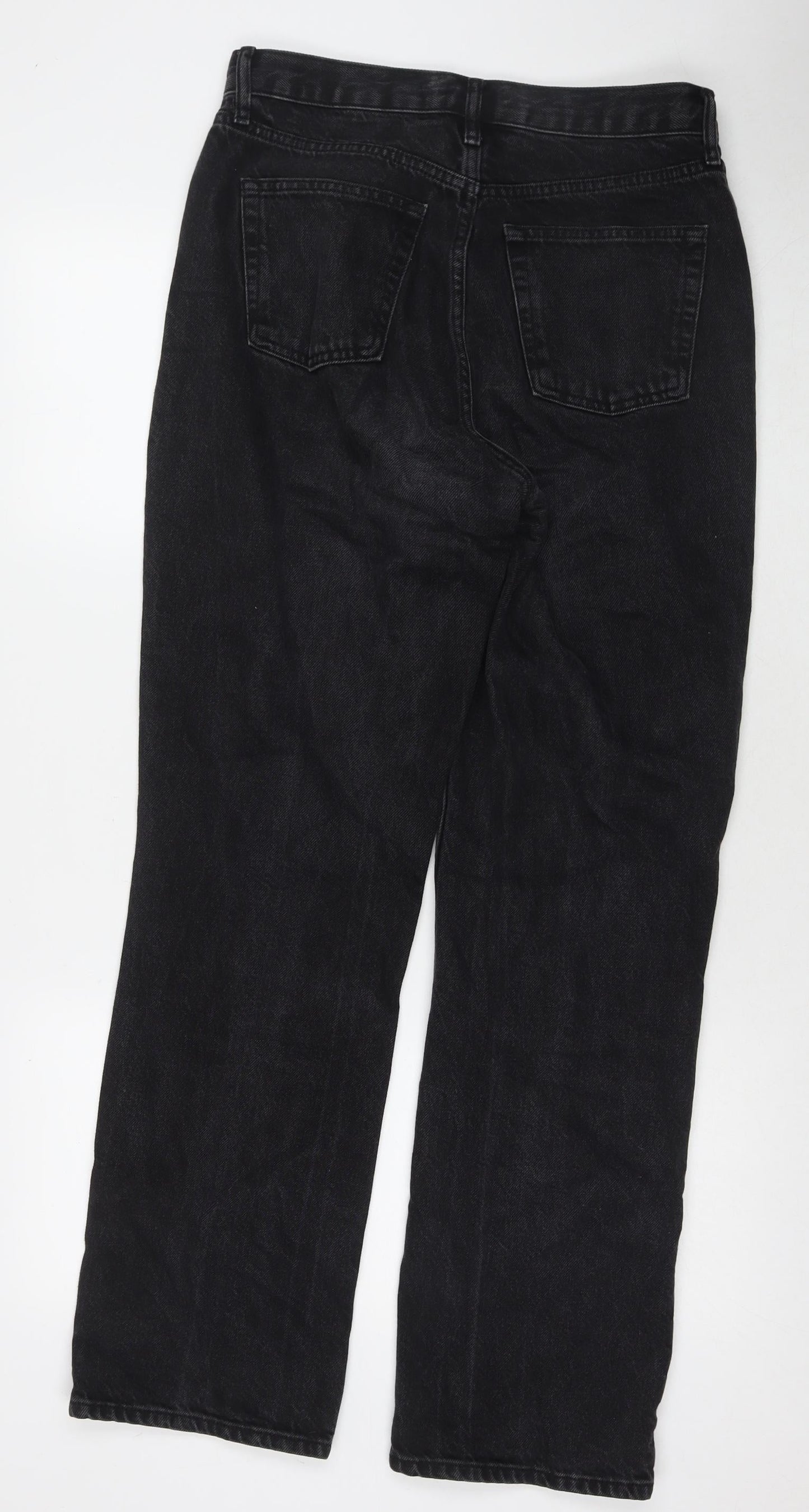 Topshop Womens Black Cotton Mom Jeans Size 32 in L32 in Regular Zip