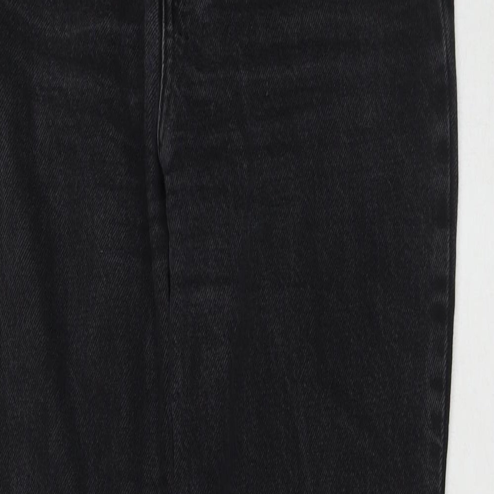 Topshop Womens Black Cotton Mom Jeans Size 32 in L32 in Regular Zip