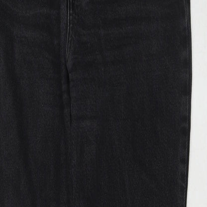 Topshop Womens Black Cotton Mom Jeans Size 32 in L32 in Regular Zip