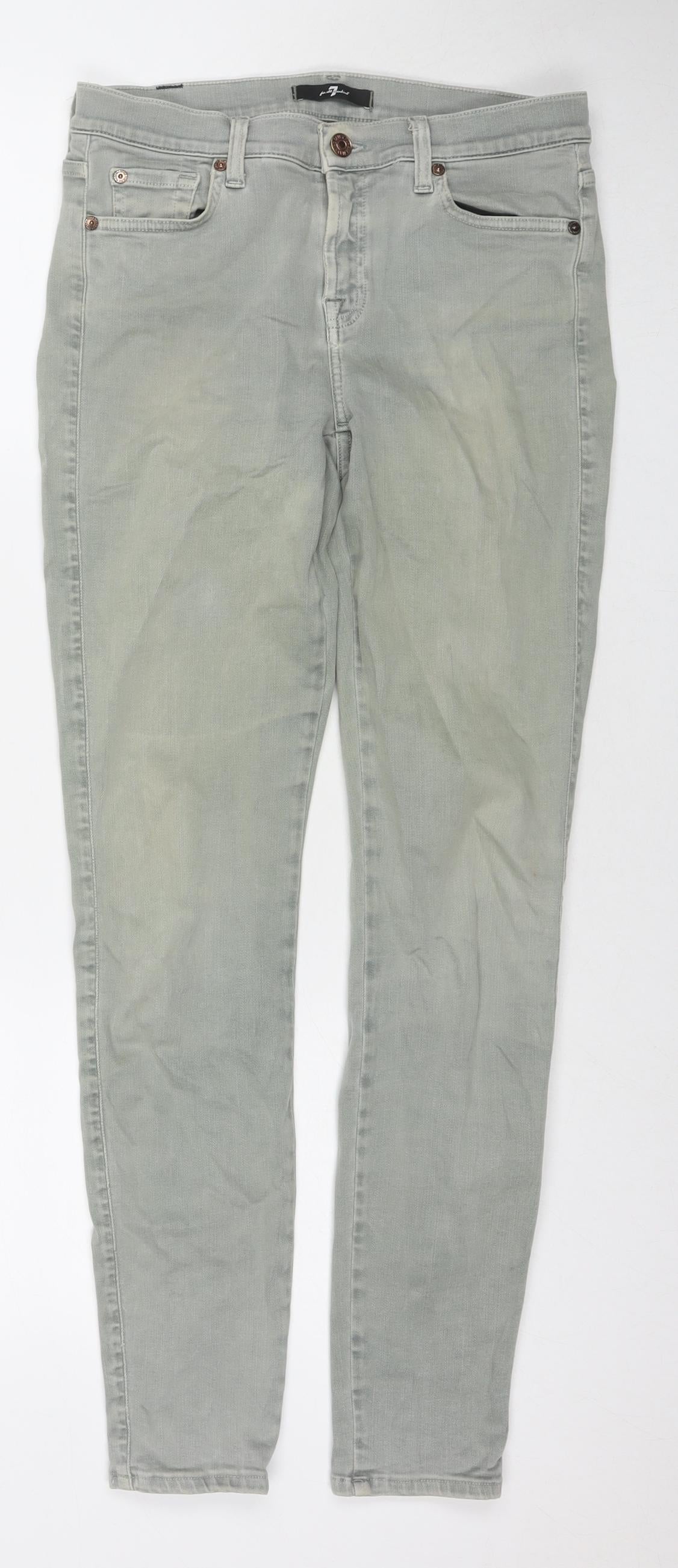 7 For All Mankind Womens Green Cotton Skinny Jeans Size 29 in L30 in Regular Zip