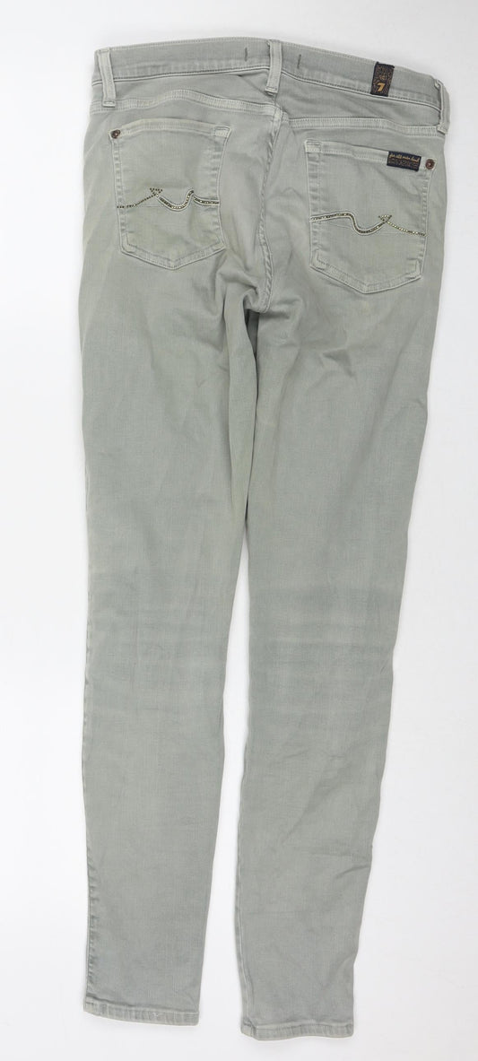 7 For All Mankind Womens Green Cotton Skinny Jeans Size 29 in L30 in Regular Zip