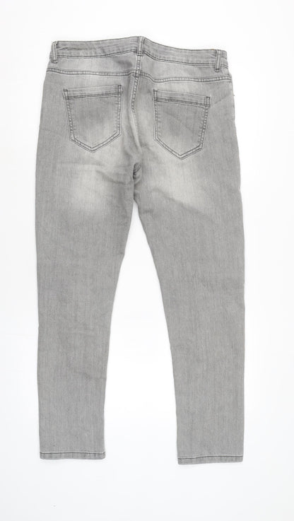 Denim & Co. Mens Grey Cotton Blend Straight Jeans Size 34 in L28 in Regular Button