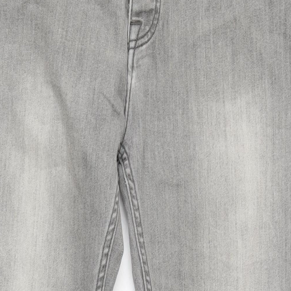 Denim & Co. Mens Grey Cotton Blend Straight Jeans Size 34 in L28 in Regular Button