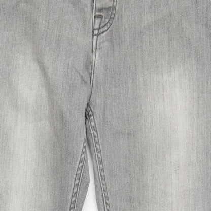 Denim & Co. Mens Grey Cotton Blend Straight Jeans Size 34 in L28 in Regular Button