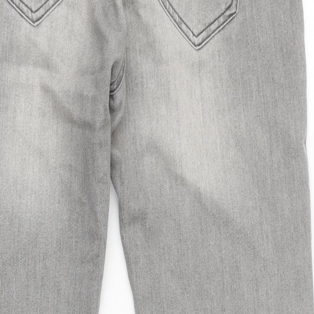 Denim & Co. Mens Grey Cotton Blend Straight Jeans Size 34 in L28 in Regular Button