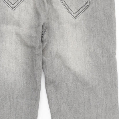 Denim & Co. Mens Grey Cotton Blend Straight Jeans Size 34 in L28 in Regular Button