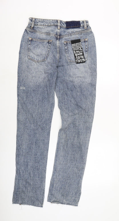 ksubi Womens Blue Cotton Bootcut Jeans Size 28 in L23 in Regular Zip - Raw Hem / vented at bottom of legs.