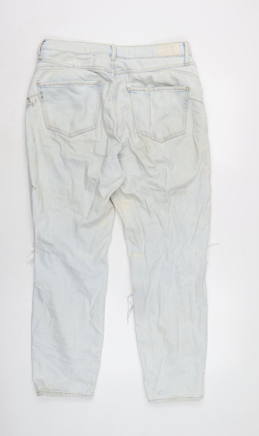 River Island Womens Blue Cotton Blend Straight Jeans Size 12 L26 in Regular Zip