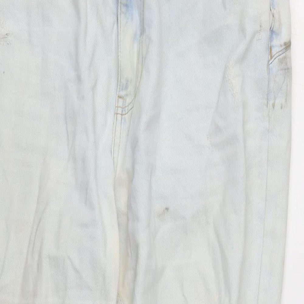 River Island Womens Blue Cotton Blend Straight Jeans Size 12 L26 in Regular Zip