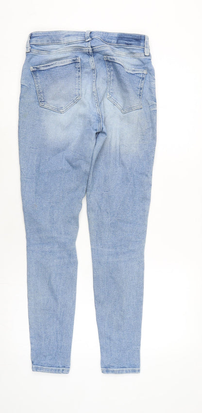 River Island Womens Blue Cotton Blend Tapered Jeans Size 10 L28 in Regular Zip