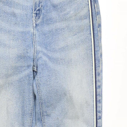 River Island Womens Blue Cotton Blend Tapered Jeans Size 10 L28 in Regular Zip