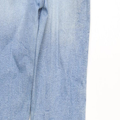 River Island Womens Blue Cotton Blend Tapered Jeans Size 10 L28 in Regular Zip